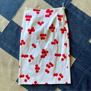 Vintage Moschino Cheap and Chic red white pencil skirt cherry print XS I40